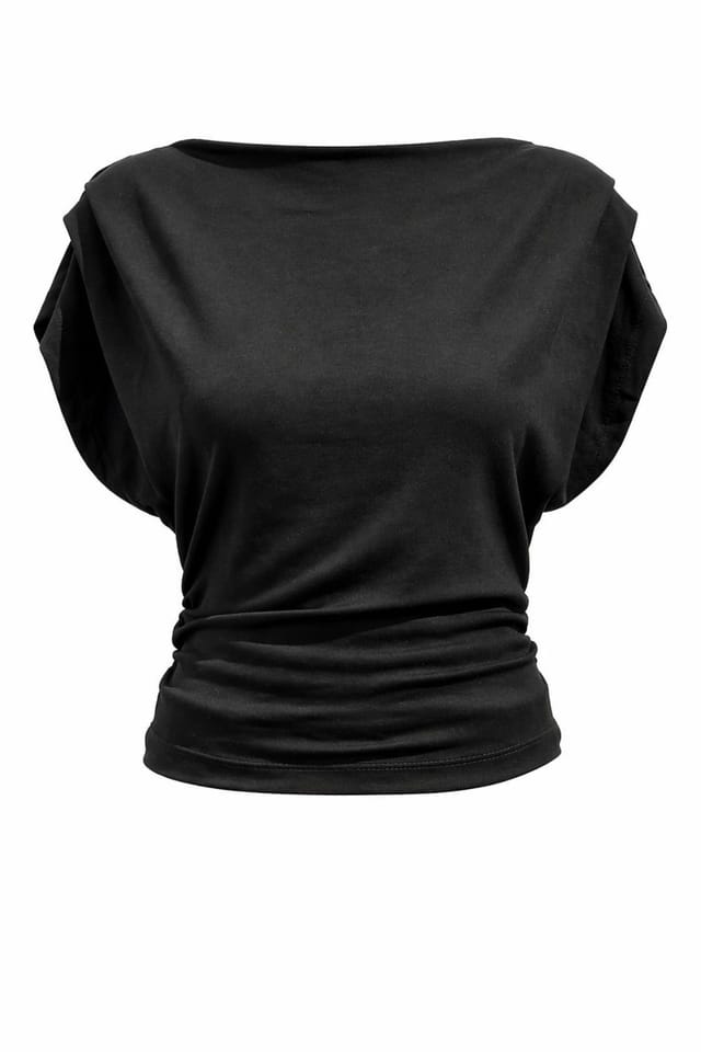 MixRay MixRay Women's High Waist Wide Leg Knit Co-Ord Set with Boat Neck in Black - 2
