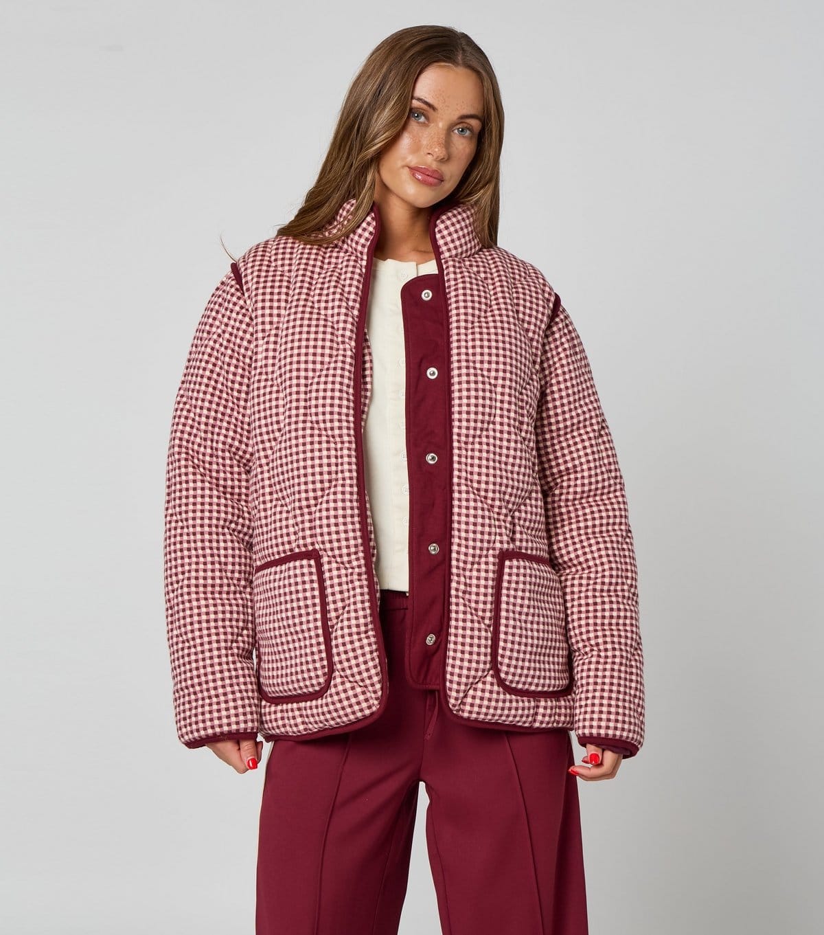 Urban Bliss Women's Red Check Quilted Jacket Urban Bliss New Look - 1