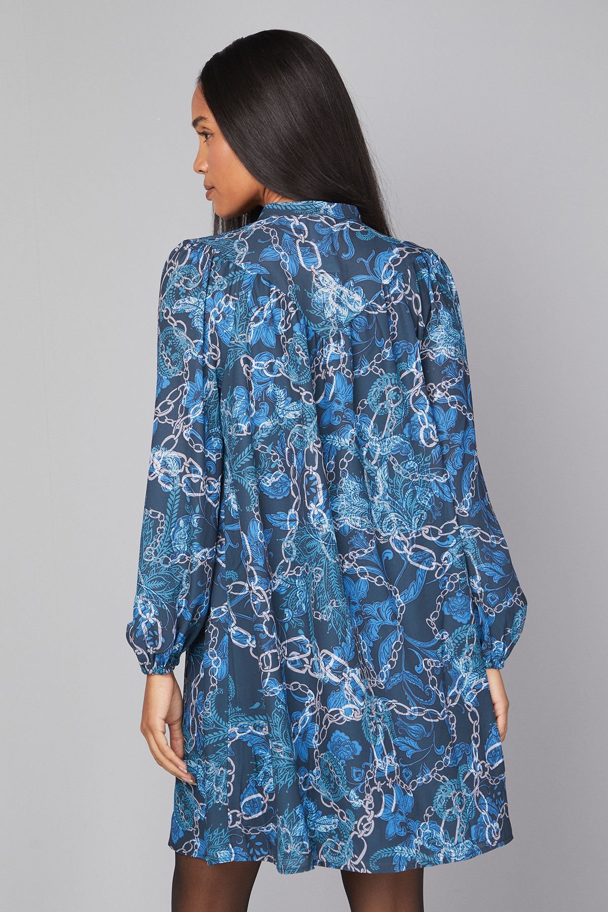 Wallis Wallis Women's Petite Abstract Button Through Swing Dress in Black - 3