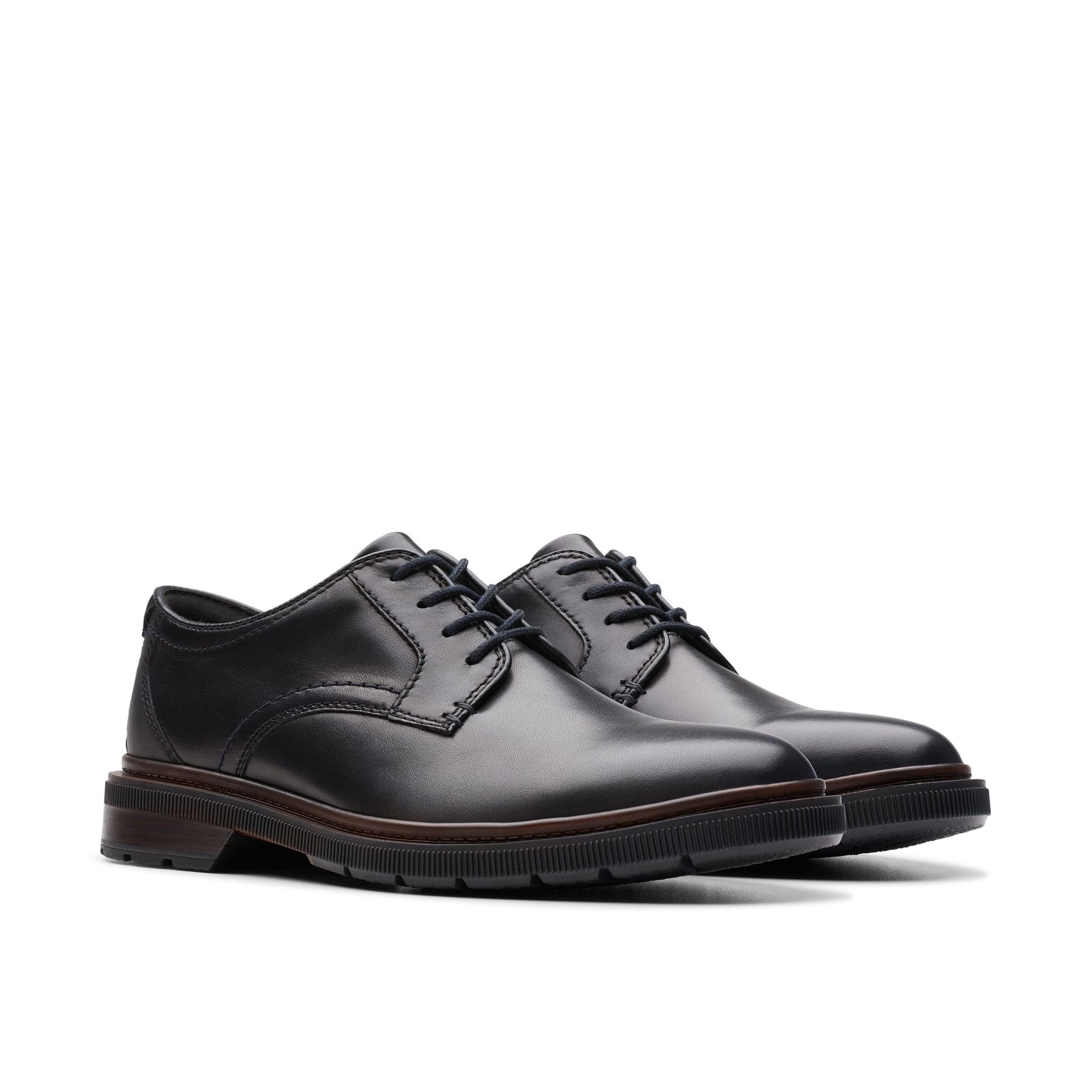 Clarks Clarks Men's Burchill Derby Black Leather Derby Shoes, Lace Up - 4