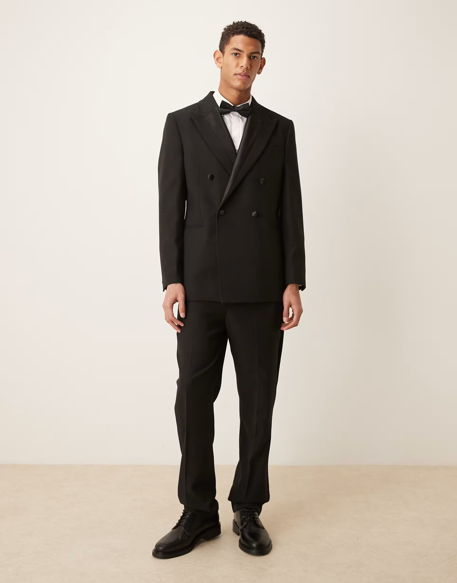 ASOS ASOS DESIGN slim tuxedo suit trousers with satin detail in black