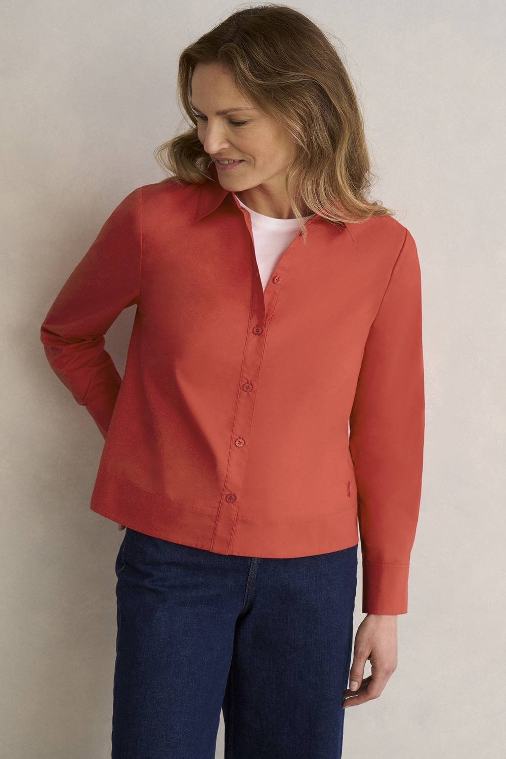 Hobbs London Hobbs London Women's Andie Long Sleeve Button Up Shirt in Scarlet - 3