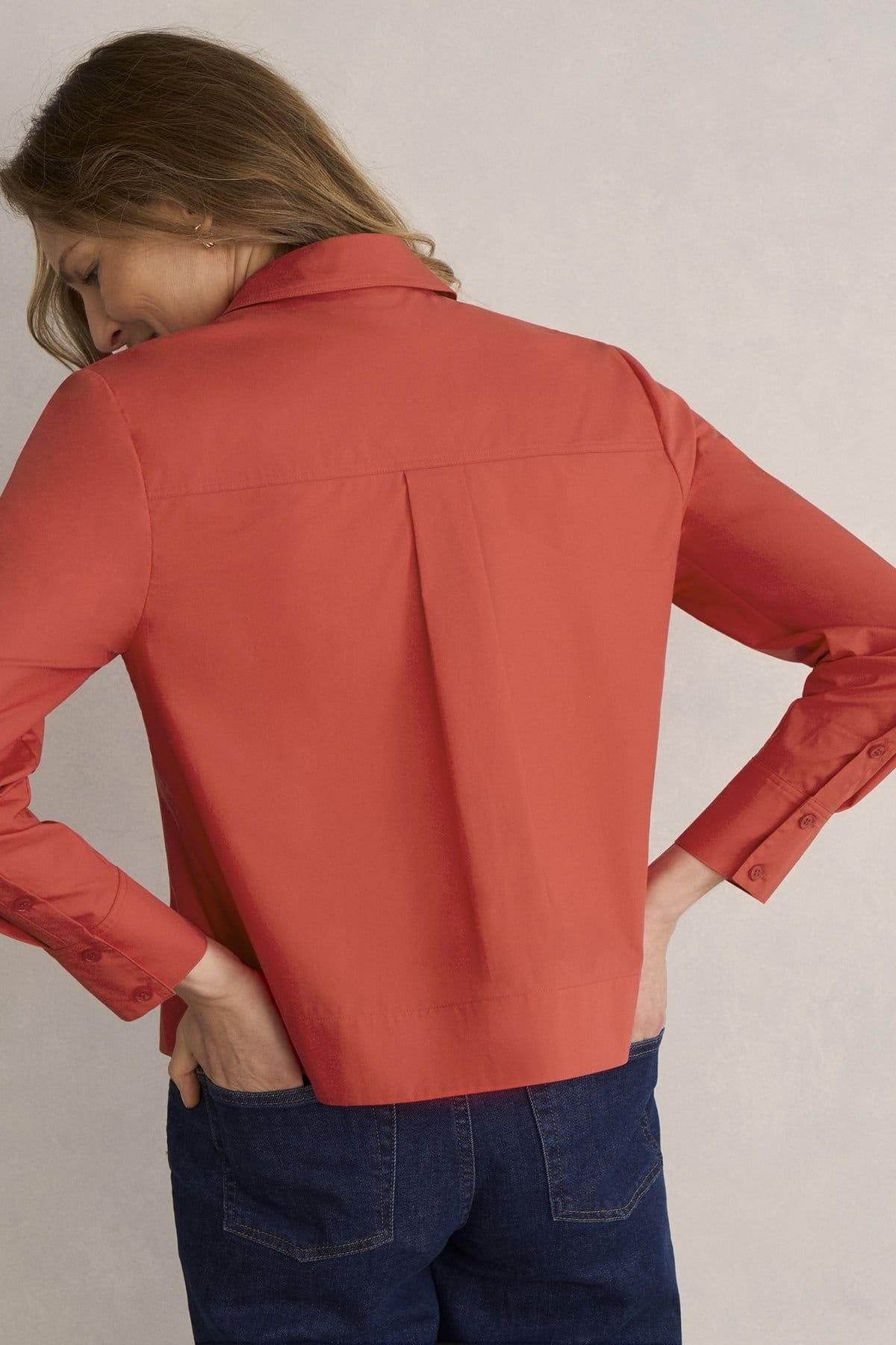 Hobbs London Hobbs London Women's Andie Long Sleeve Button Up Shirt in Scarlet - 4