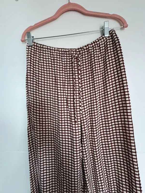 Topshop Topshop satin check wide leg trousers size small