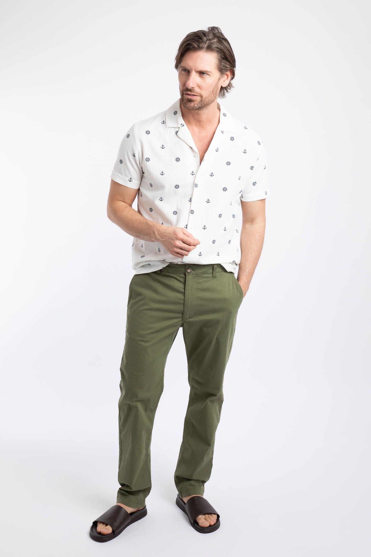 Weird Fish Weird Fish Men's Olive Super Soft Chino Trousers