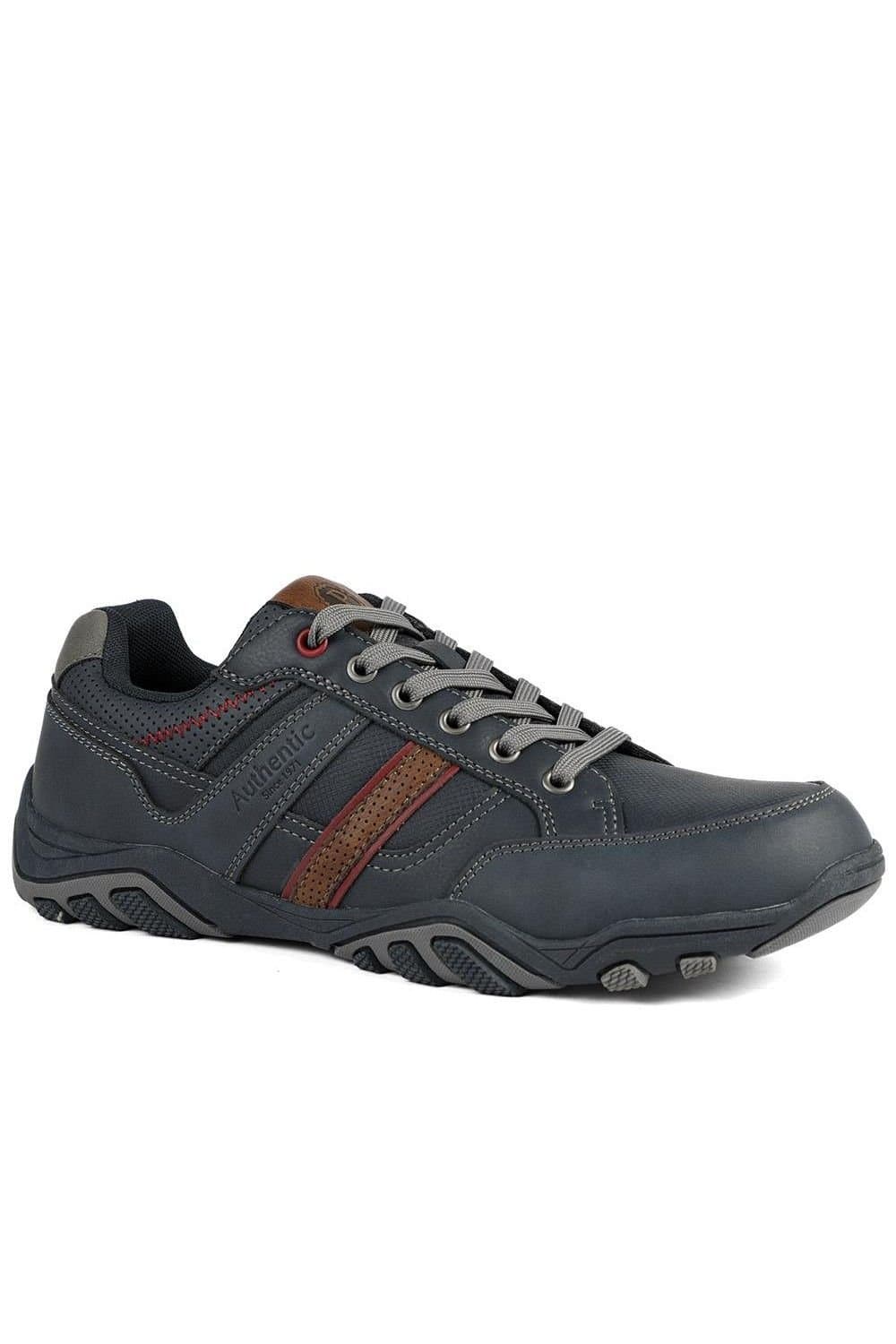 Pavers Pavers Men's Wide Fit Cushioned Rugged Lace Up Shoes in Navy