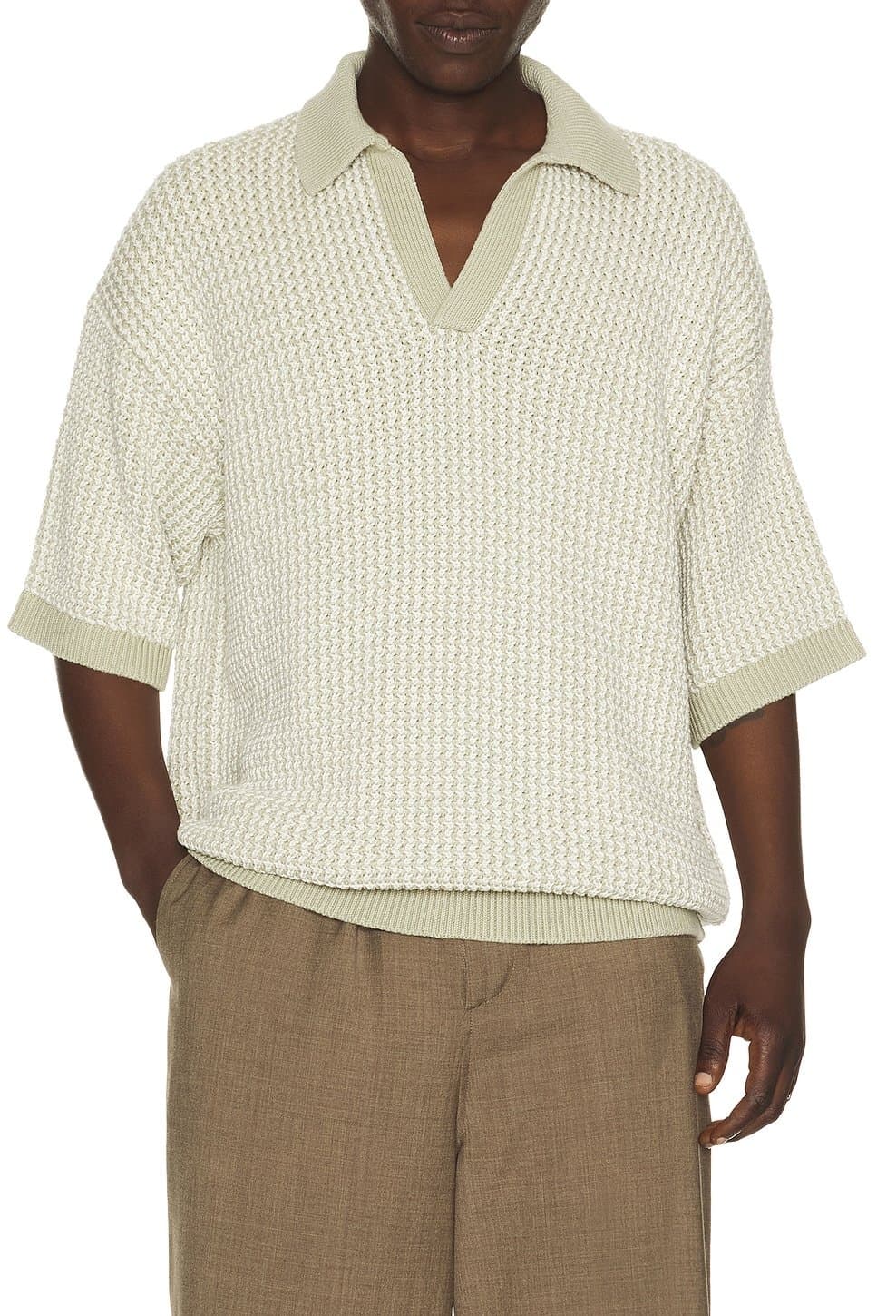 revolve Helmut Lang Bicolor Polo in Putty Multi