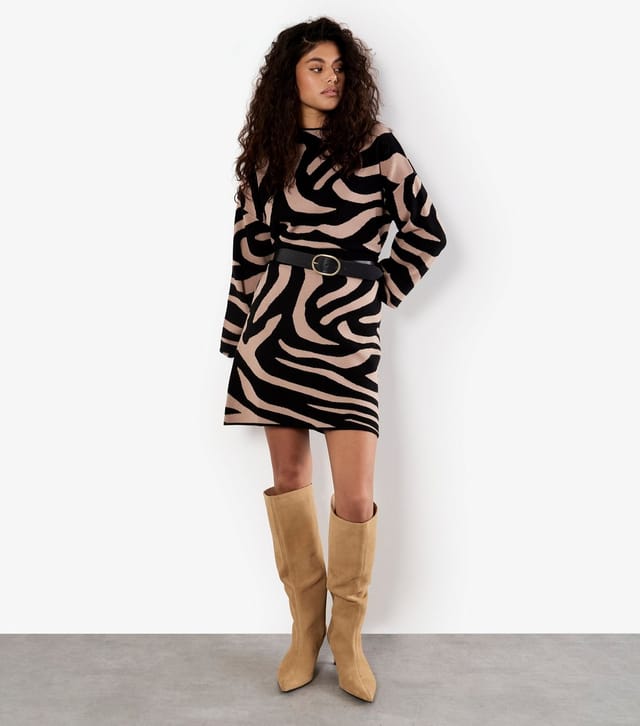 Apricot Women's Black Zebra Jacquard Knit Mini Skirt Apricot New Look - 3