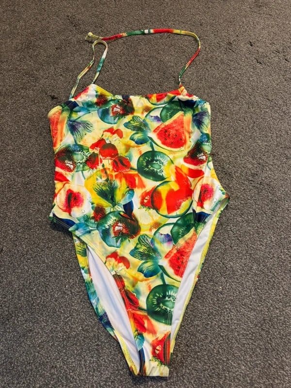PrettyLittleThing Multi-Colour Fruit Print Swimsuit Size 14