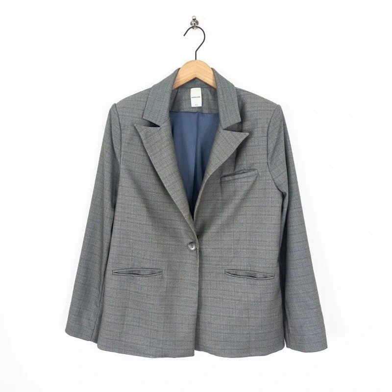 Mistress Rocks Mistress Rocks Grey Brown Check Oversized Woven Blazer Jacket - Size S 8 10