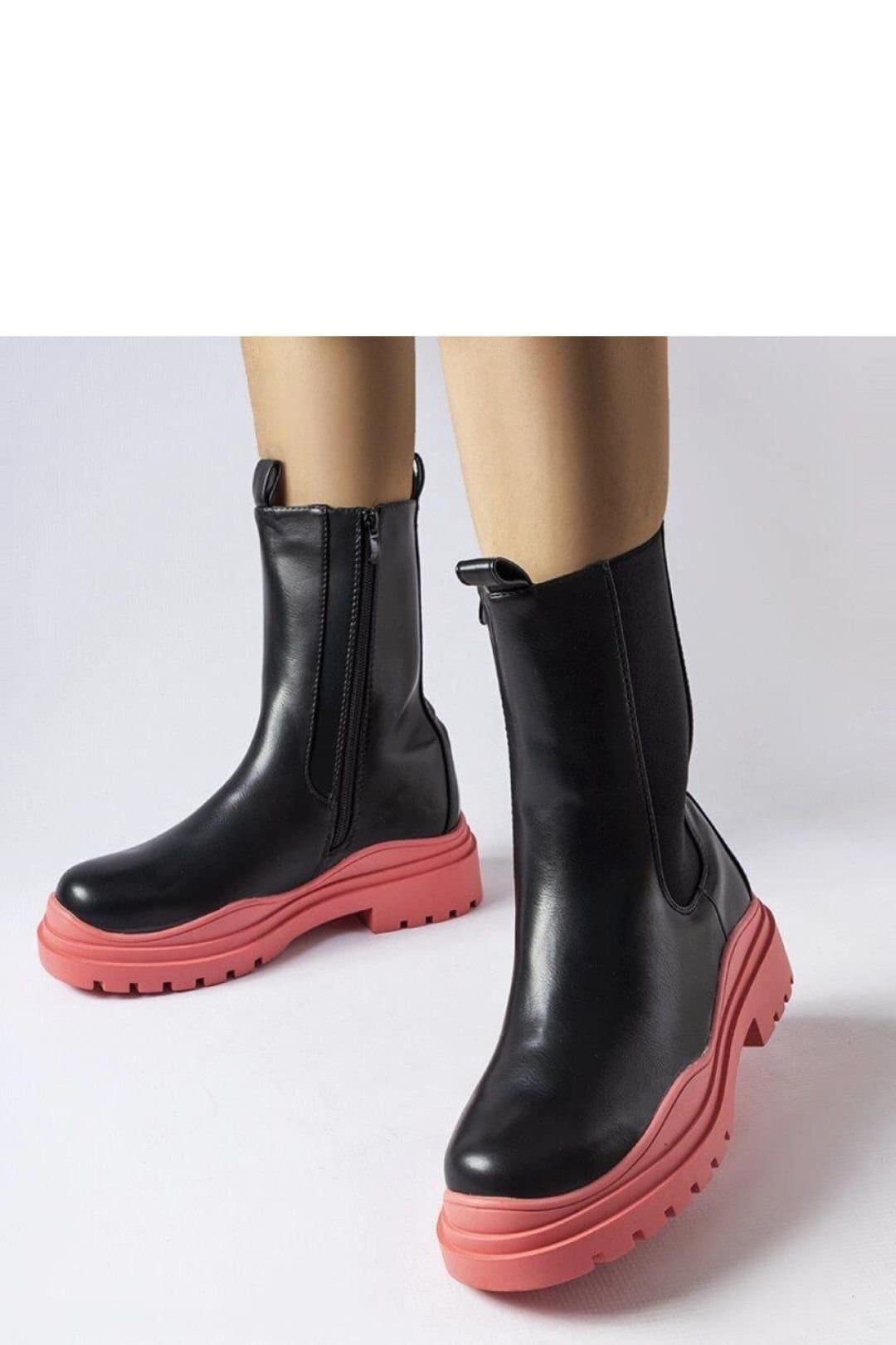 Love Lace Love Lace Women's Ankle Zip Boots with Color Pop Sole Flat Heel Warm Lining in Black