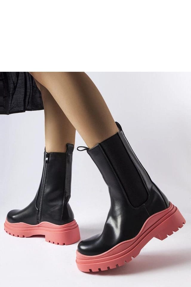 Love Lace Love Lace Women's Ankle Zip Boots with Color Pop Sole Flat Heel Warm Lining in Black - 2