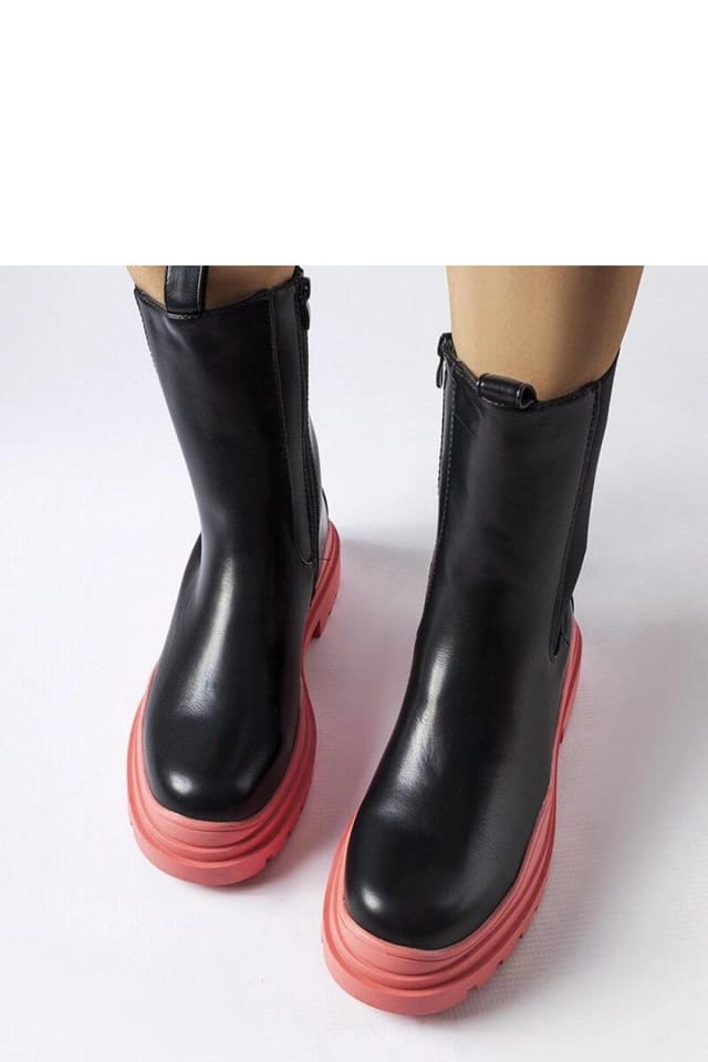 Love Lace Love Lace Women's Ankle Zip Boots with Color Pop Sole Flat Heel Warm Lining in Black - 3
