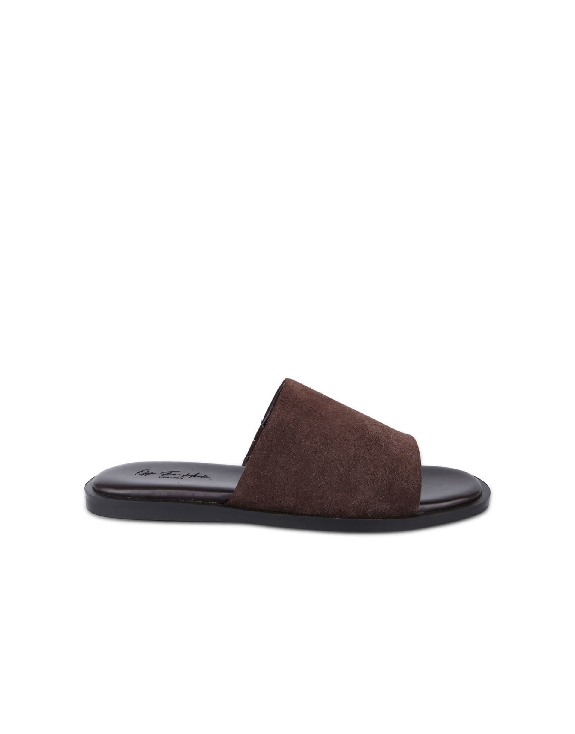 ASOS Off The Hook Jayne suede leather slider sandals in brown