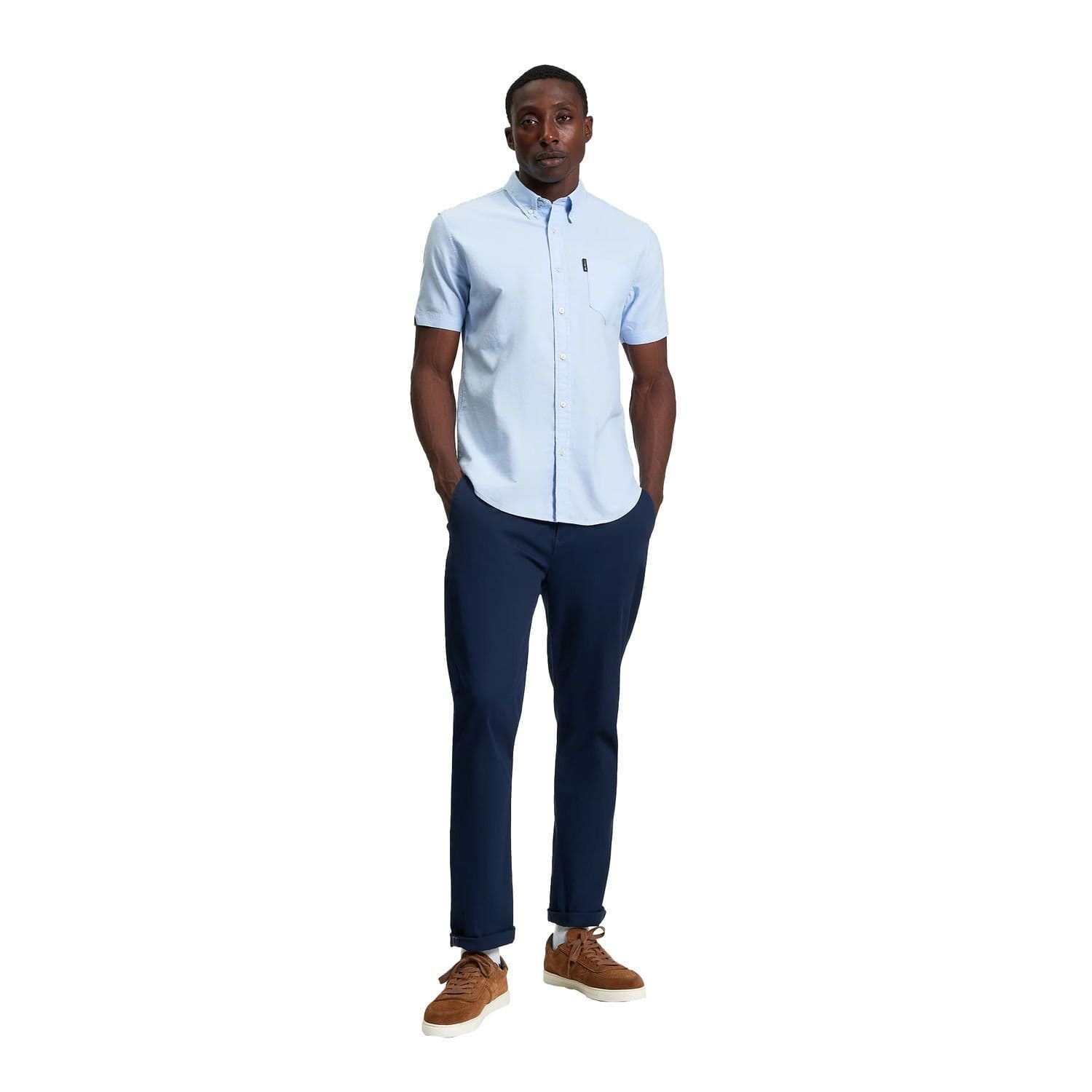 Ben Sherman Men's Baby Blue Oxford Short-Sleeved Shirt