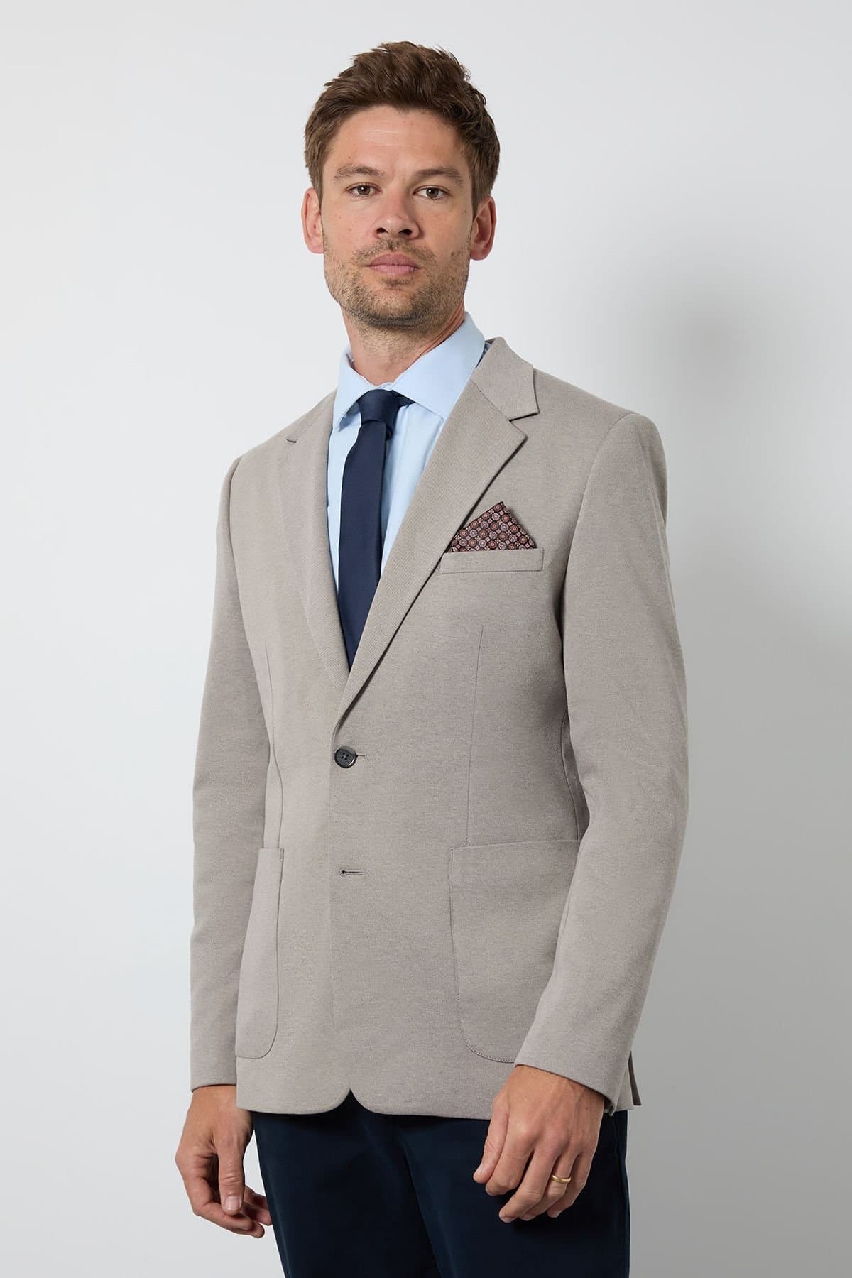 Burton Burton Men's Neutral Birdseye Patch Pocket Slim Fit Blazer
