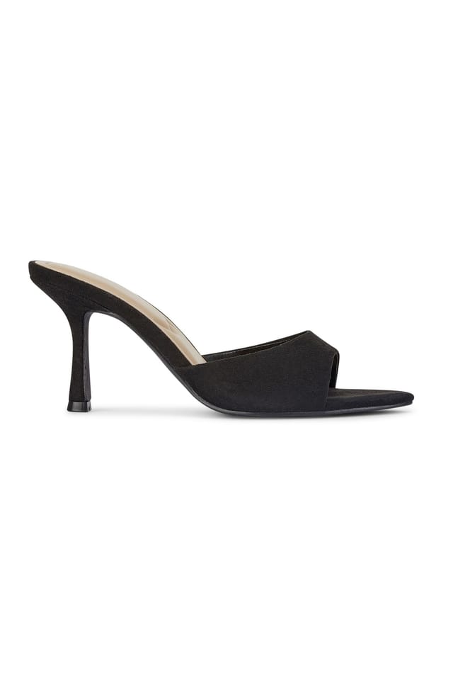 Truffle Collection Truffle Collection Women's Heeled Mules Slip On Polyurethane Kitten Heel Summer Shoes in True Black - 3