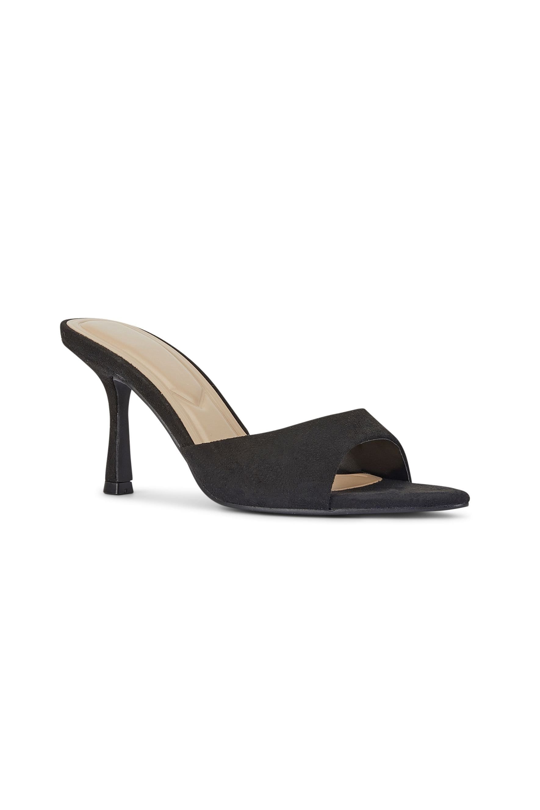 Truffle Collection Truffle Collection Women's Heeled Mules Slip On Polyurethane Kitten Heel Summer Shoes in True Black - 4