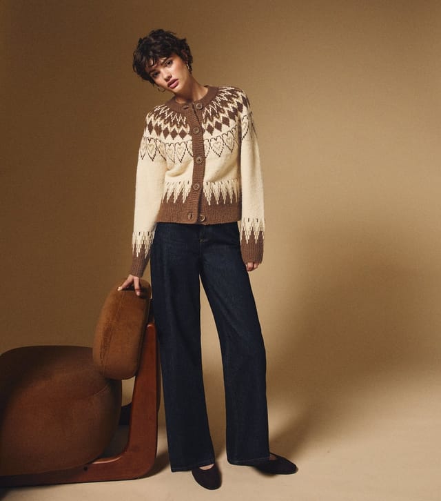 New Look Women's Cream Fairisle Knit Cardigan New Look - 2