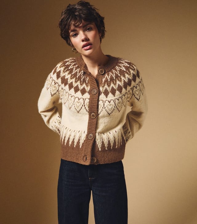 New Look Women's Cream Fairisle Knit Cardigan New Look - 3