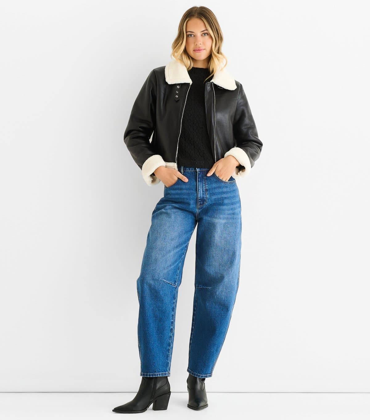 Gini London Women's Black Faux Shearling Jacket Gini London New Look