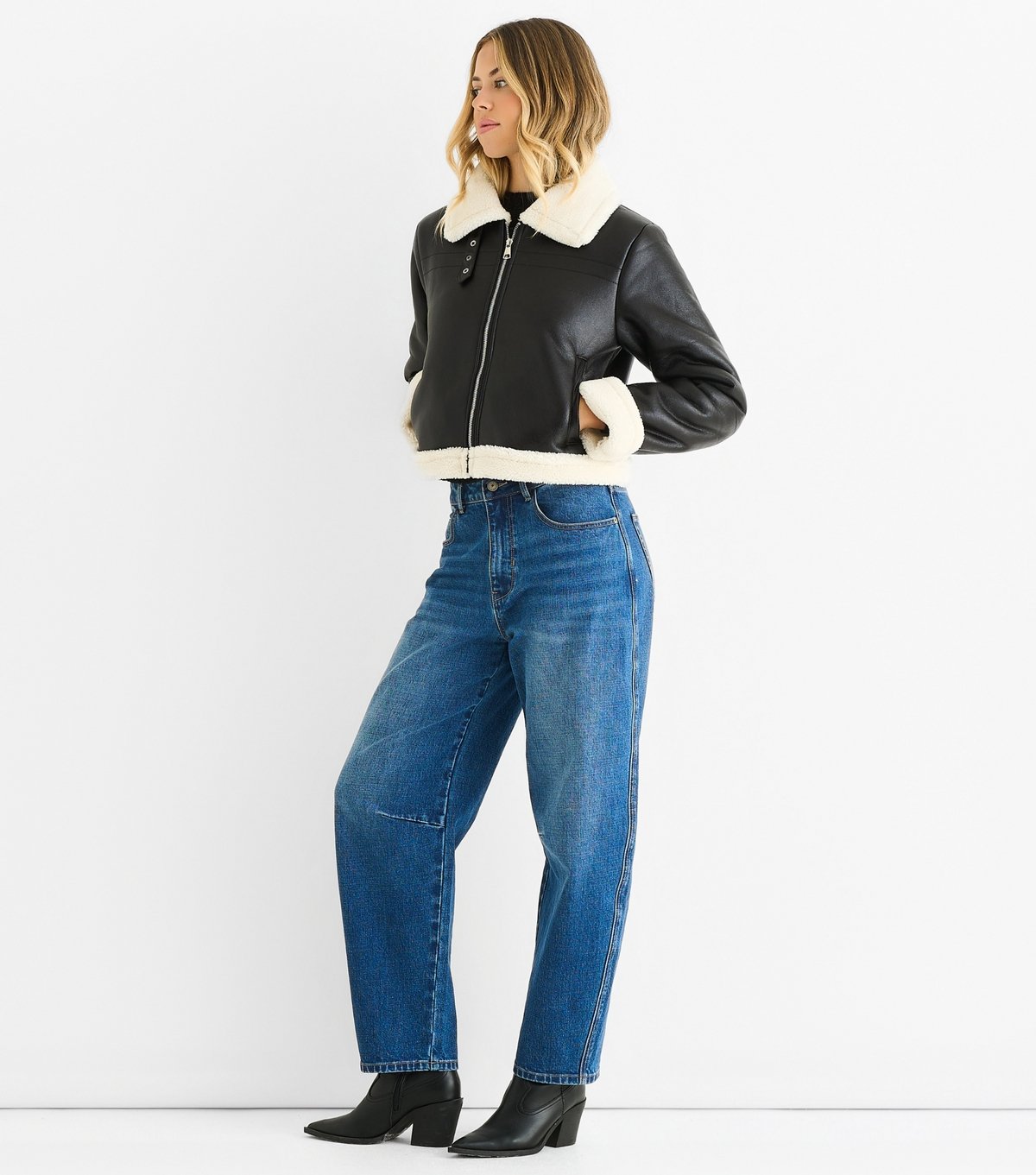 Gini London Women's Black Faux Shearling Jacket Gini London New Look - 3