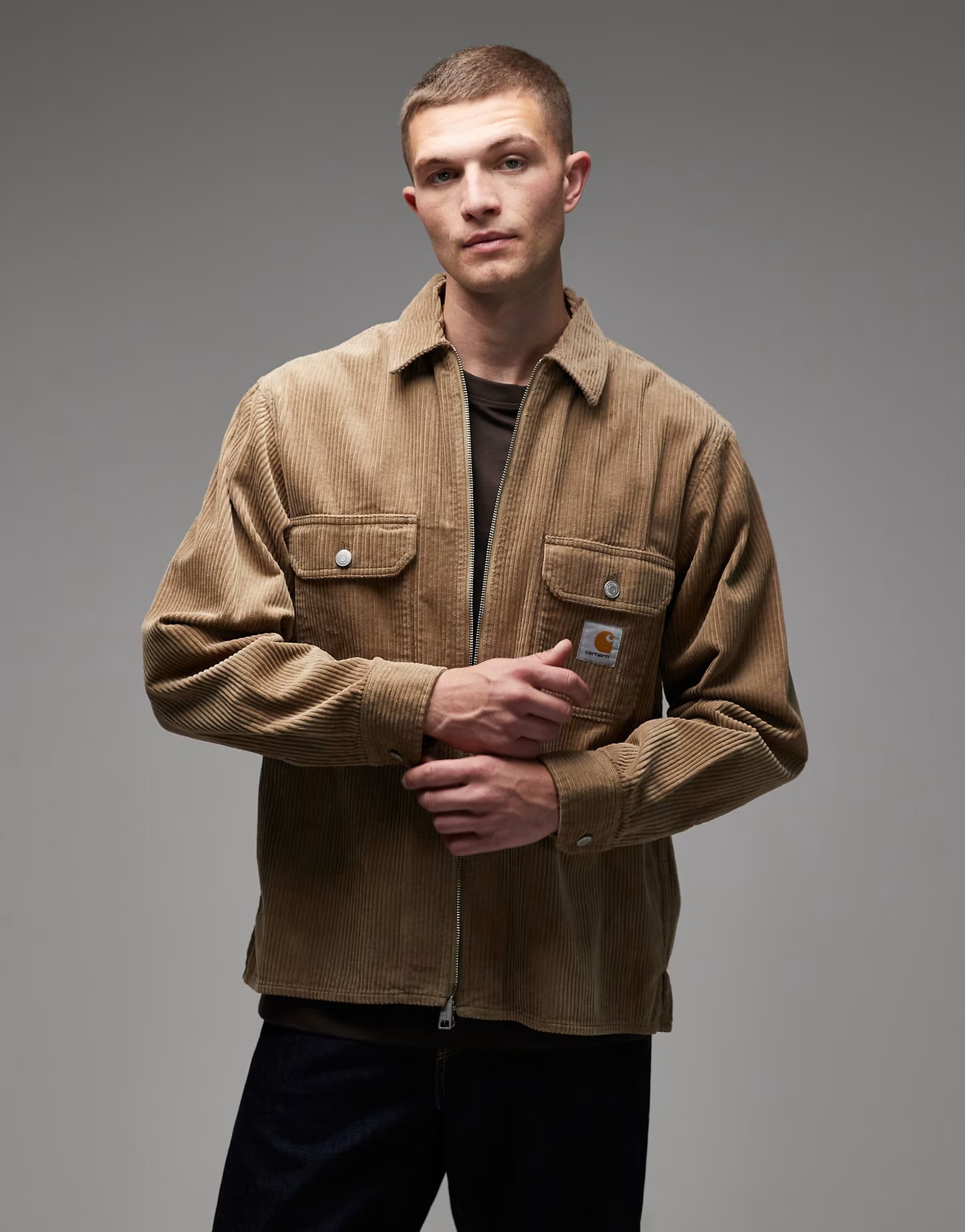 ASOS Carhartt WIP Reynold Cord Overshirt in Beige