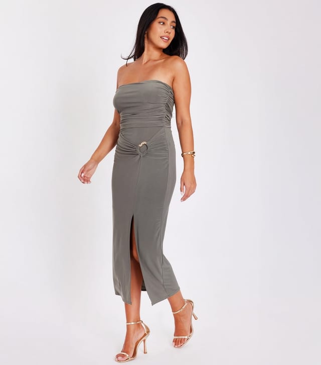 Quiz Women's Khaki Buckle Detail Midaxi Dress Quiz New Look - 2