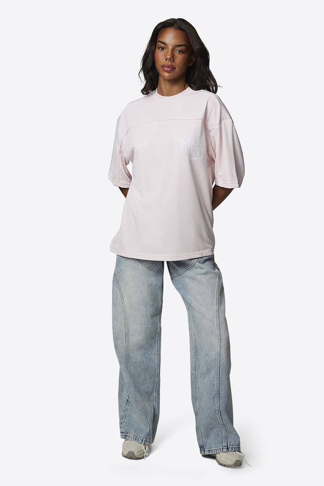Good For Nothing Good For Nothing Women's Double Layered Mesh Jersey T-Shirt in Pink - 3