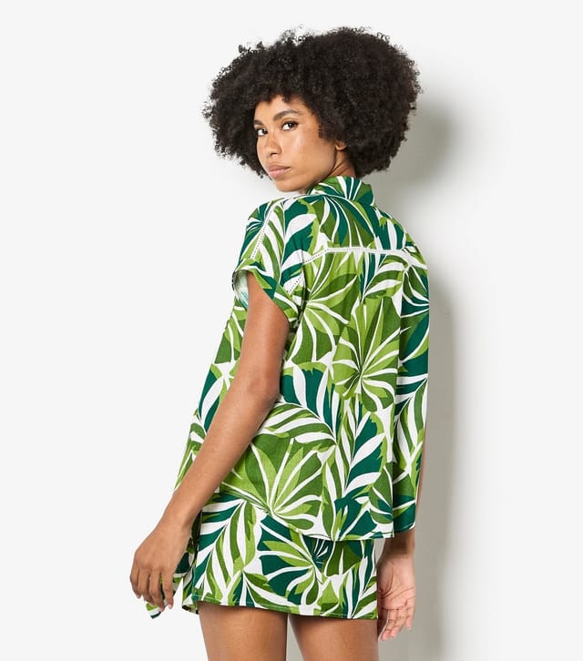 Apricot Women's Green Tropical Leaf Print Mini Shirt Dress Apricot New Look - 2