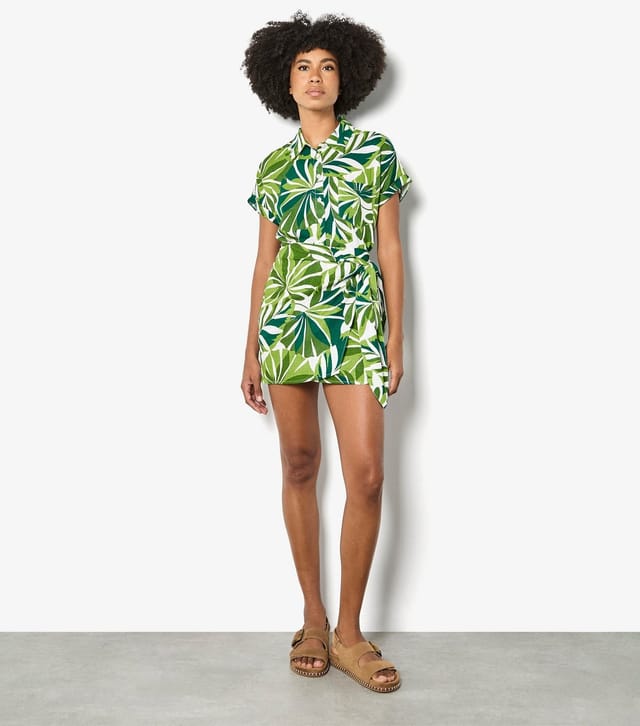 Apricot Women's Green Tropical Leaf Print Mini Shirt Dress Apricot New Look - 3