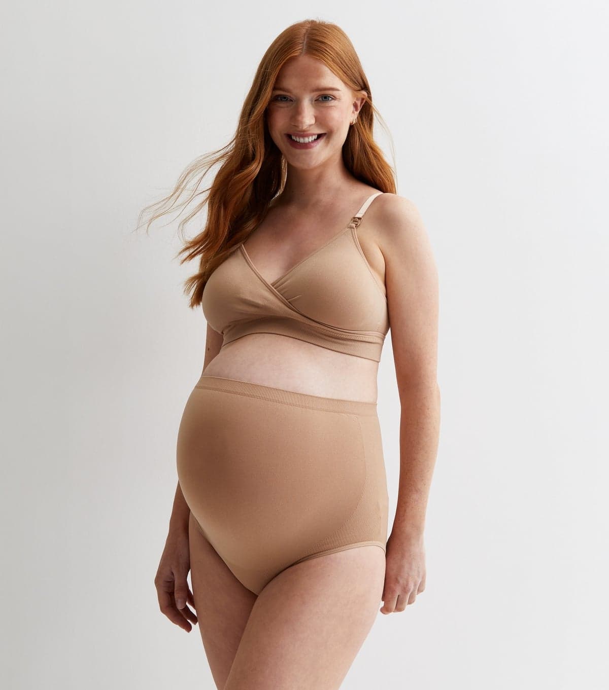 New Look Women's Maternity Tan High Waist Over Bump Briefs New Look