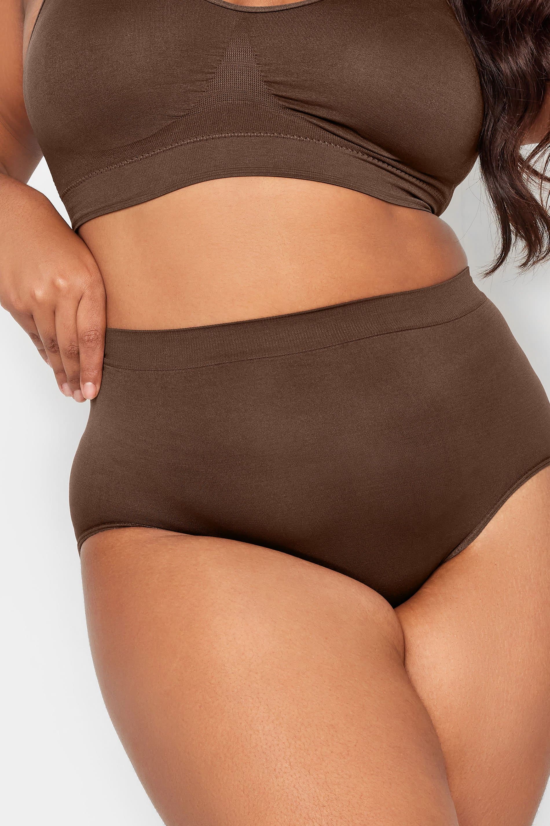 Yours Brown Seamless Light Control High Waisted Full Briefs