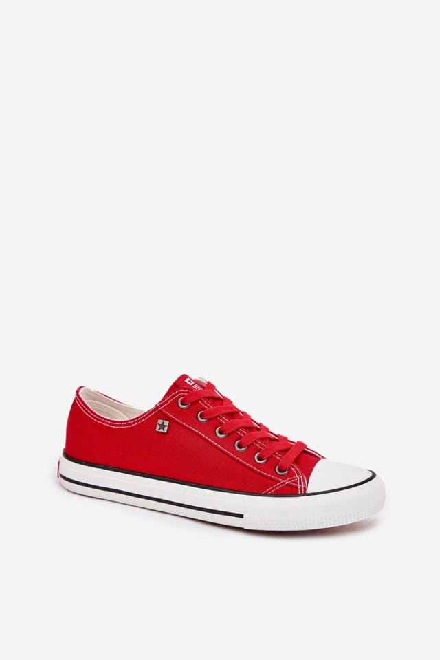 Love Lace Love Lace Women's Big Star Classic Low Cut Textile Sneakers with Rubber Sole in Red - 2