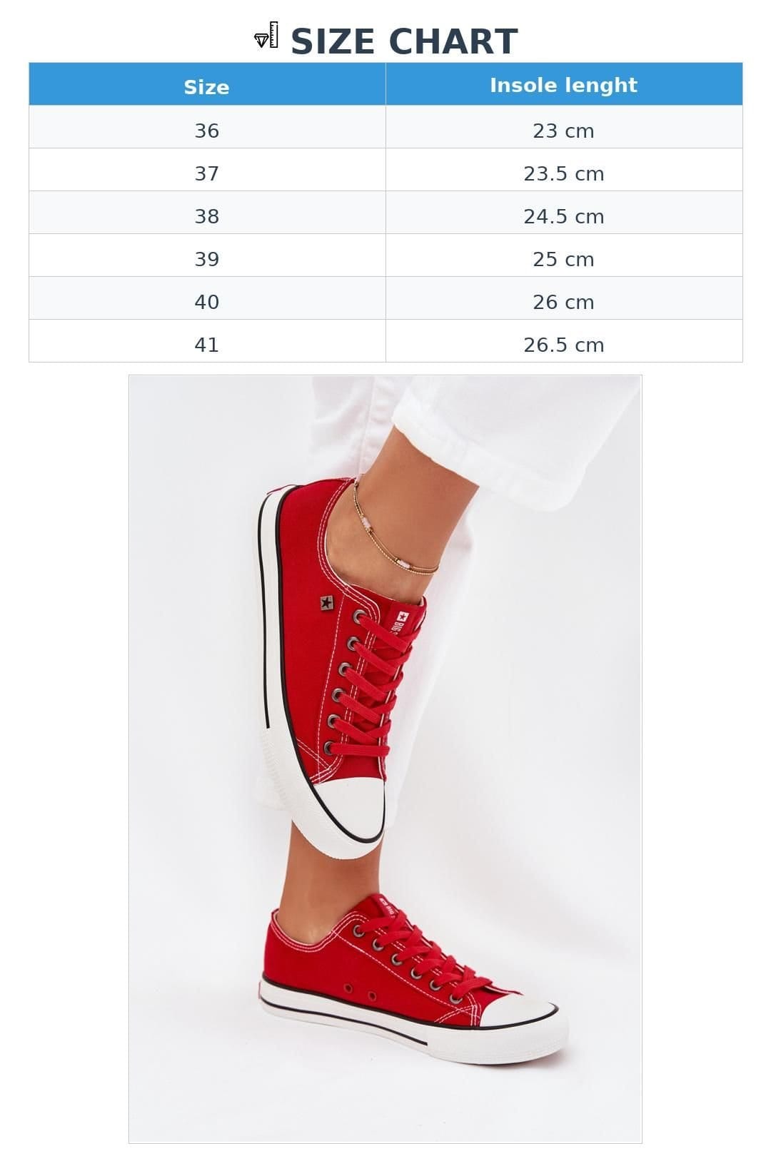 Love Lace Love Lace Women's Big Star Classic Low Cut Textile Sneakers with Rubber Sole in Red - 4