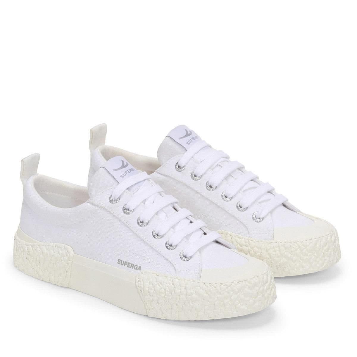 Superga Superga Men's White Canvas Trainers with Big Bumpers
