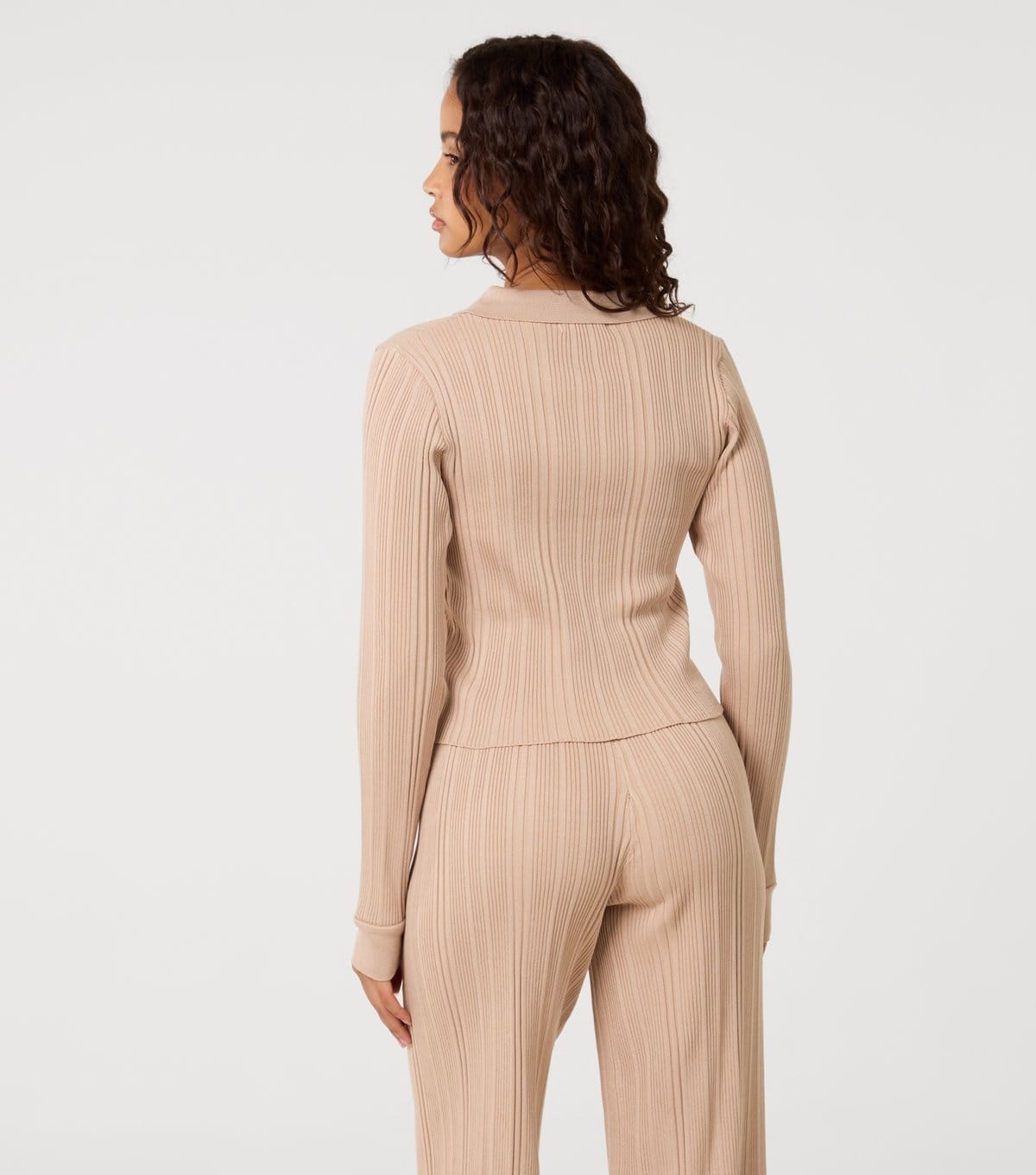 Pink Vanilla Women's Light Brown Textured Shirt and Trousers Set Pink Vanilla New Look - 4