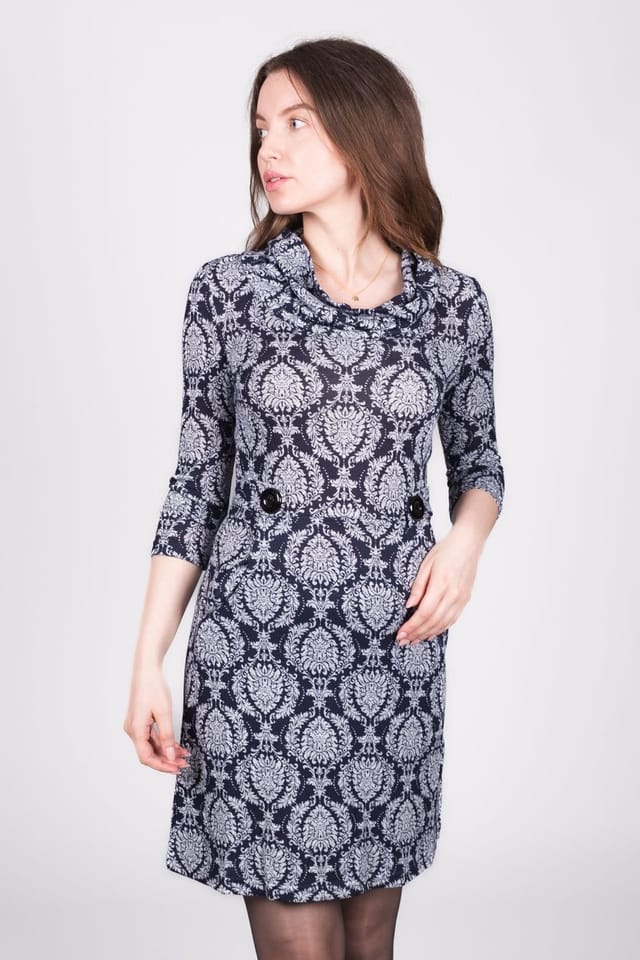 SOLO SOLO Women's Paisley Button Dress in Navy - 2