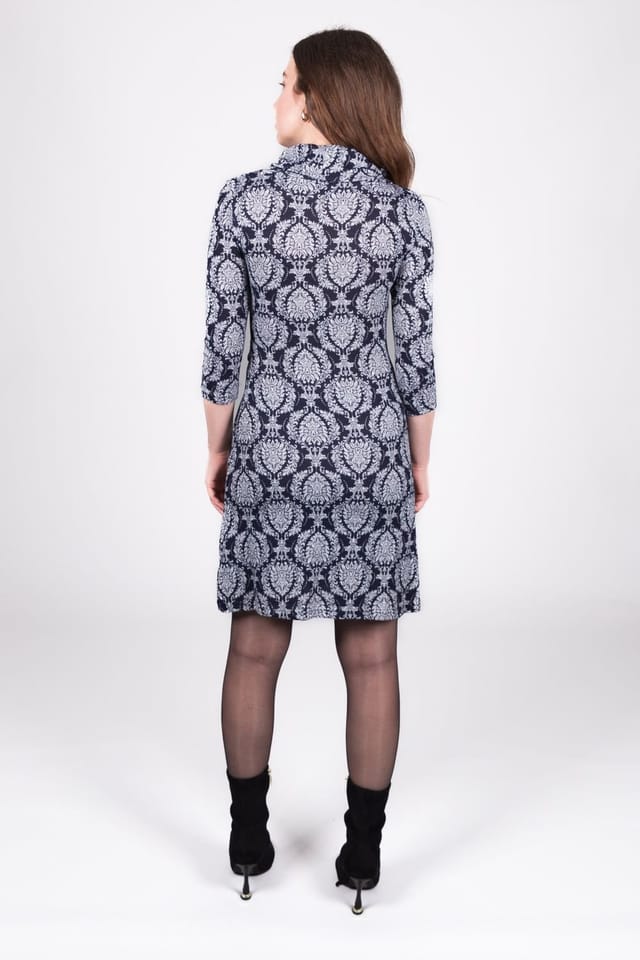 SOLO SOLO Women's Paisley Button Dress in Navy - 3