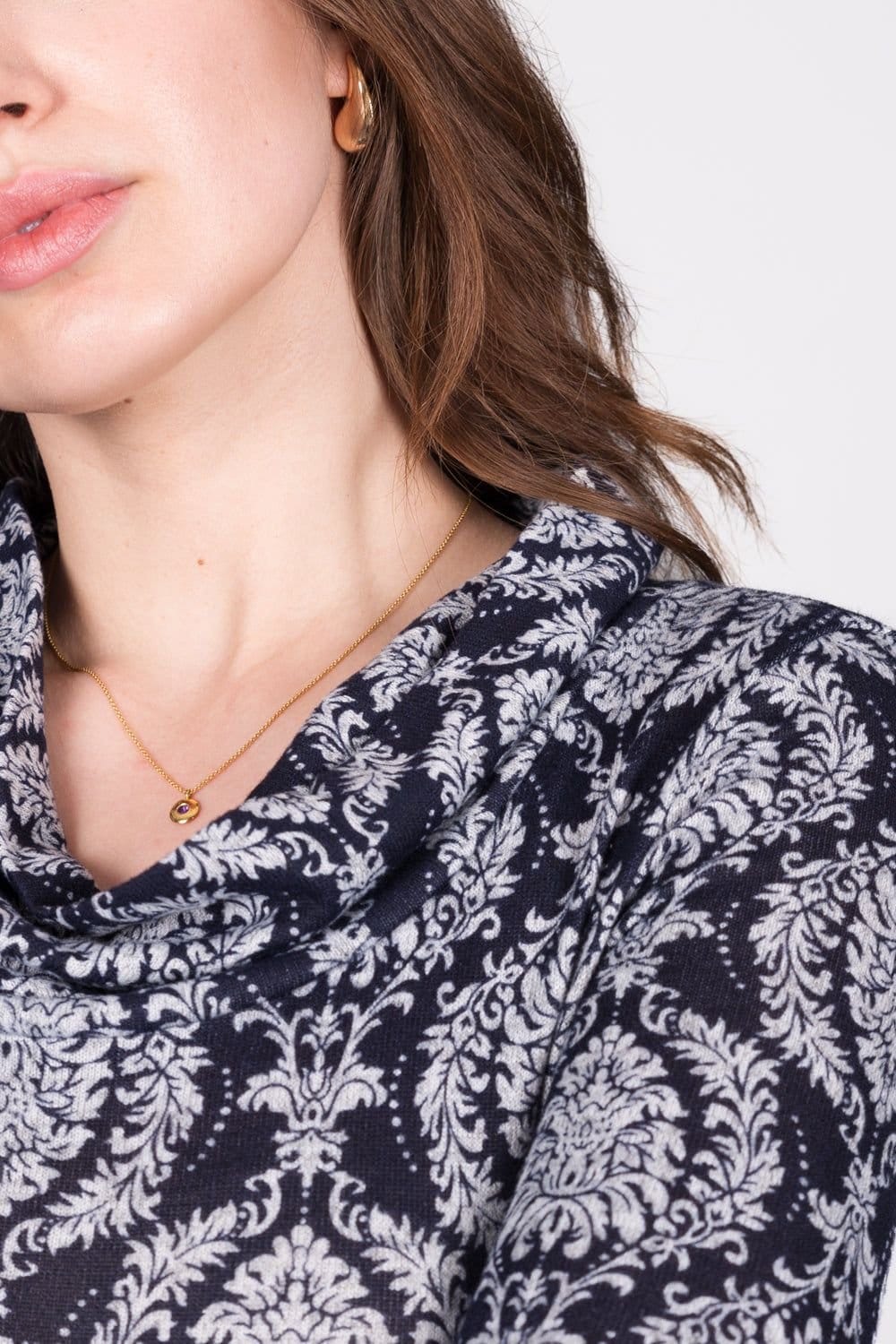 SOLO SOLO Women's Paisley Button Dress in Navy - 4