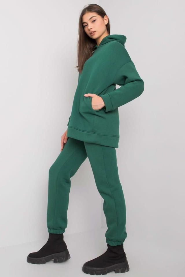 Love Lace Love Lace Women's Hooded Sweatshirt Set With Sweatpants in Green - 2