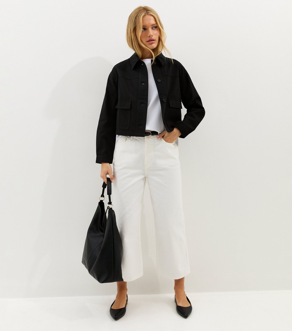 New Look Women's Black Flap Pocket Cotton Shacket New Look - 3