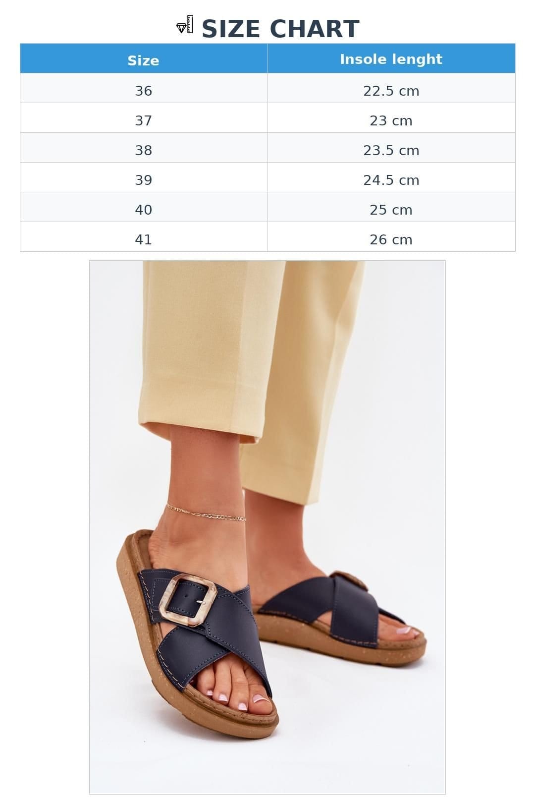Love Lace Love Lace Women's Natural Platform Sandals with Adjustable Buckle Strap in Navy - 4