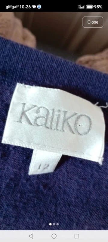 Kaliko Ladies size 12 purple knitted dress  button embellished neckline