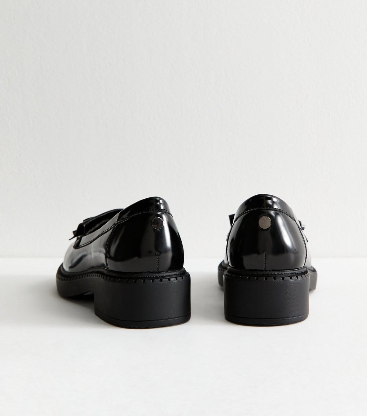 New Look Women's Wide Fit Black Faux Leather Bow Trim Loafers Vegan New Look - 4