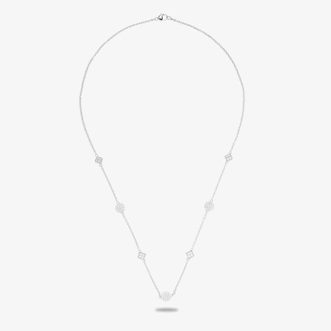 T.H.Baker T.H.Baker Women's Rosa Lea Pave Squares & Circles Necklace AM-2THB017804 in Silver