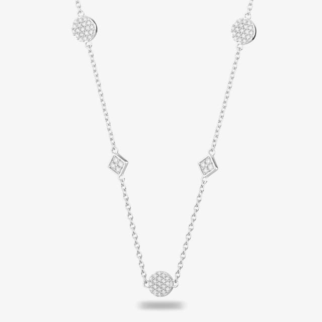 T.H.Baker T.H.Baker Women's Rosa Lea Pave Squares & Circles Necklace AM-2THB017804 in Silver - 2