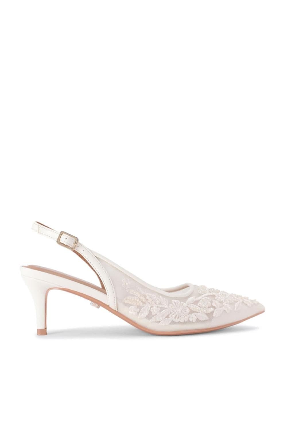 Carvela Carvela Women's 'Positano Lace Sling Low 2' Fabric Heels in Cream
