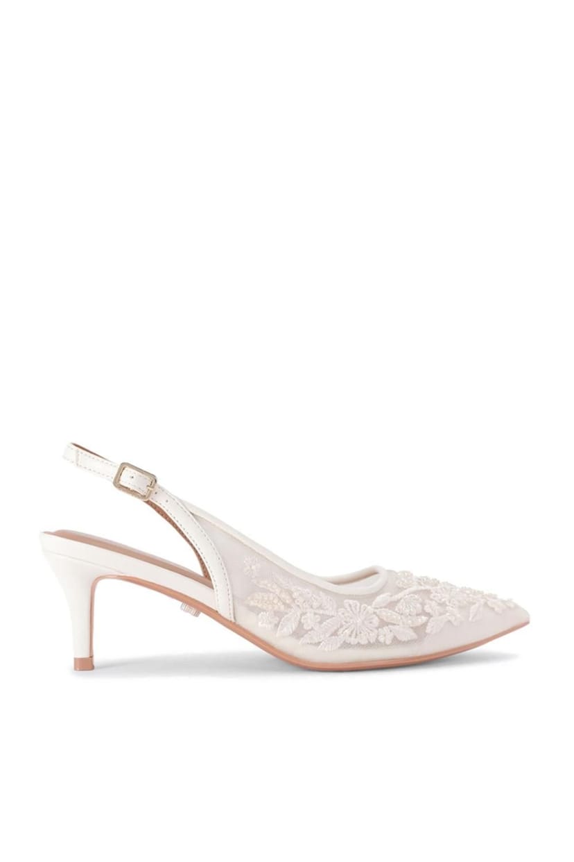 Carvela Carvela Women's 'Positano Lace Sling Low 2' Fabric Heels in Cream - 1