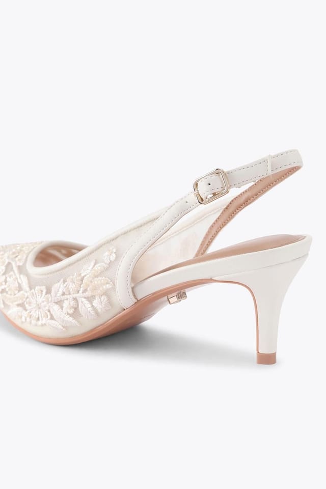 Carvela Carvela Women's 'Positano Lace Sling Low 2' Fabric Heels in Cream - 3